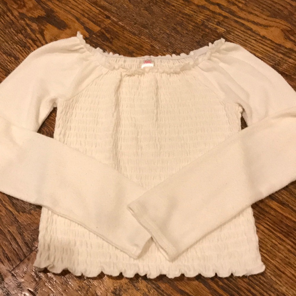 Justice long sleeve shirred top